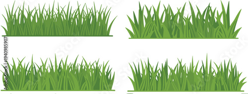 Grass patch illustration set, natural blades, thin thick curved tall styles, landscaping design, greenery vector, outdoor nature, plant art, garden icon, wild growth
