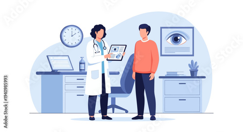 Doctor explaining medical scan results to patient in modern clinic