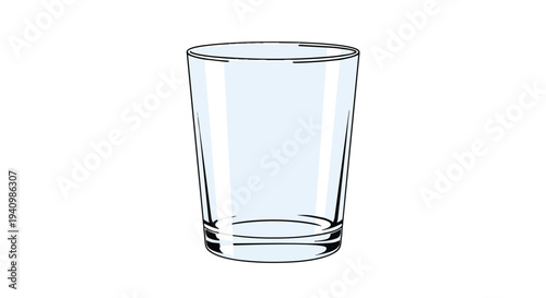 A clear glass vessel for beverages displayed against a pure white background, its transparent walls subtly tinted with a pale azure hue