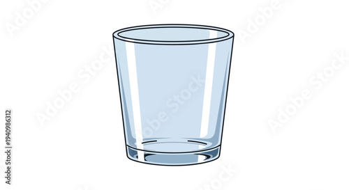 A clean, transparent drinking glass with a minimalist design against a stark white background, evoking simplicity and purity
