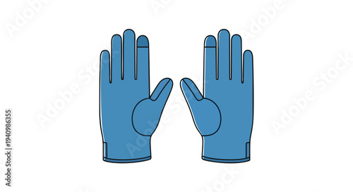 A pair of bright blue protective gloves, isolated on a clean white background, symbolizing safety and preparedness