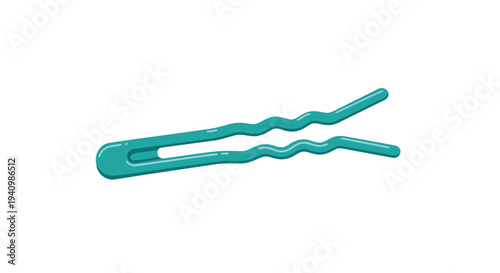 A minimalist teal bobby pin isolated on a white background showcasing its simple yet functional design for hair styling purposes