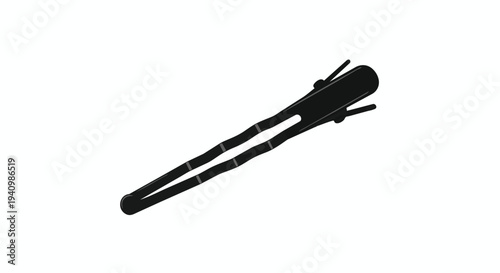 Minimalist Black Bobby Pin Isolated on White Background, Representing Simple Styling Solutions and Hair Accessories for Everyday Use
