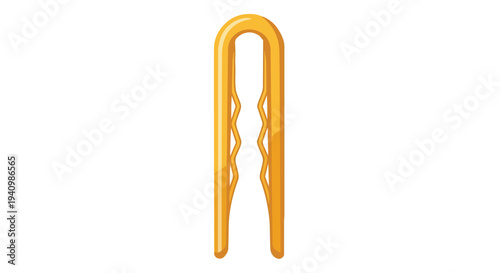 A solitary golden hairpin with a textured grip stands vertically on a pristine white backdrop, symbolizing beauty and style