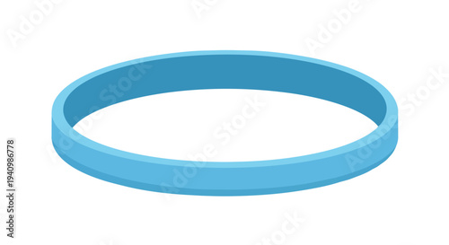 A simplistic isometric illustration of a solid light blue silicone wristband against a plain white backdrop, representing awareness or solidarity