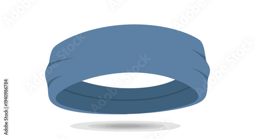 Simple Illustration of a Blue Fabric Headband Floating with a Soft Shadow Effect Isolated on a White Background