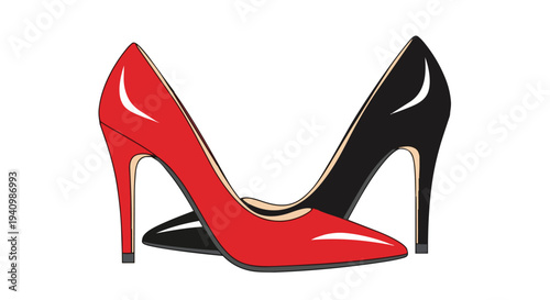 Elegant contrast of red and black high heels symbolizing sophisticated fashion choices and personal style