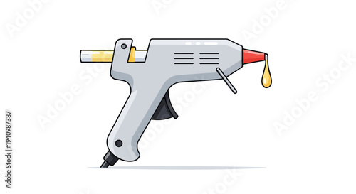 Innovative adhesive tool illustration with a drop of molten glue ready for application, showcasing crafting and repair potential