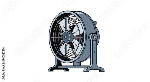 Vintage desk fan illustration with a minimalist design and clean lines for a retro feel