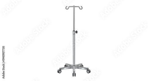 Sterile medical equipment stand with adjustable height and rolling casters, essential for healthcare settings and patient care