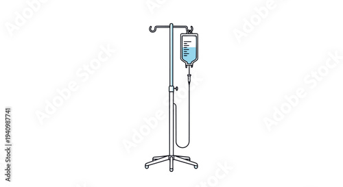 Medical Infusion Stand with Hanging Bag Depicting a Droplet Delivery System for Fluid Therapy and Hydration