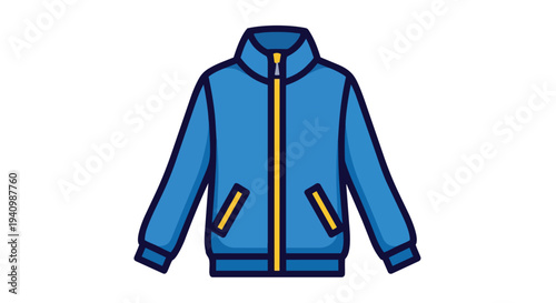 Vibrant blue athletic jacket with yellow accents, a stylized outerwear piece for active pursuits and casual wear, perfect for layering