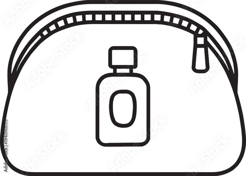 Vector cosmetic bag icon with perfume bottle