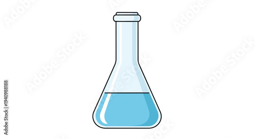 Clean illustration of a laboratory flask containing a blue liquid, perfect for scientific or educational content