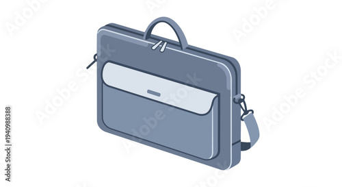 Sleek Isometric Laptop Bag with Detachable Strap and Front Pocket Perfect for Modern Professionals and Students On The Go