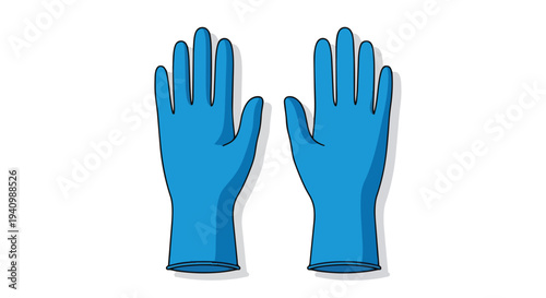 Pair of vivid blue protective gloves depicted against a clean white backdrop highlighting their essential role in safety and hygiene protocols