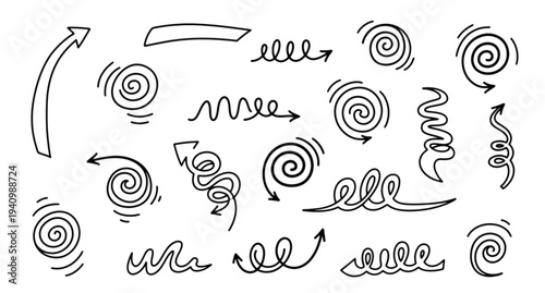 Foto A set of hand-drawn arrows and swirls in a minimalist line art style