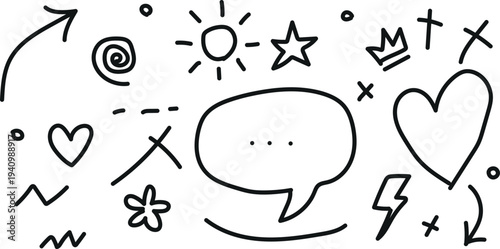 Hand drawn doodles collection various fun and creative illustrations