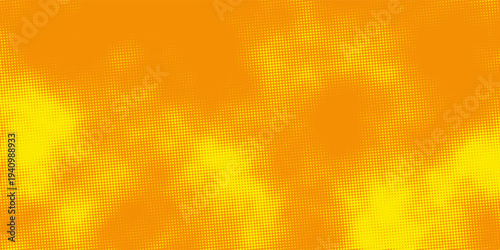 Abstract futuristic halftone pattern. Comic background. Design element for web banners, posters, cards, wallpapers, sites. Dotted backdrop with circles, dots, point large scale. Yellow, orange color