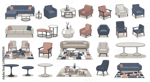 modern living room furniture collection showcasing sofas armchairs and tables ideal for contemporary interior design concepts