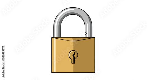 Stylized illustration of a golden padlock with a silver shackle against a white backdrop, representing security and protection