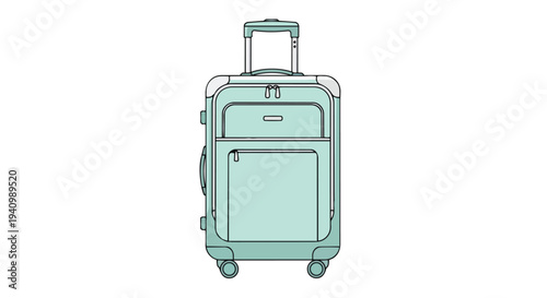 A sleek, mint green wheeled suitcase with a telescopic handle, designed for modern travel and effortless packing