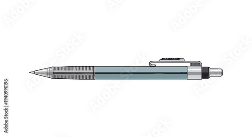 Precision drafting mechanical pencil with textured grip and metallic clip on a pristine white background