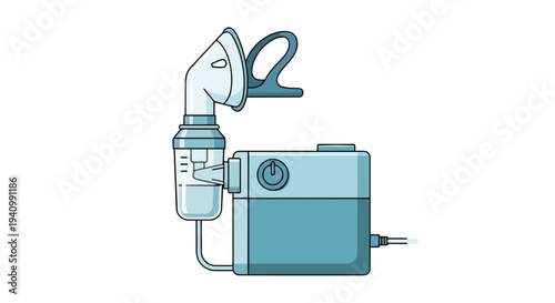 Modern Asthmatic Nebulizer Medical Device Illustration for Respiratory Therapy and Healthcare Applications