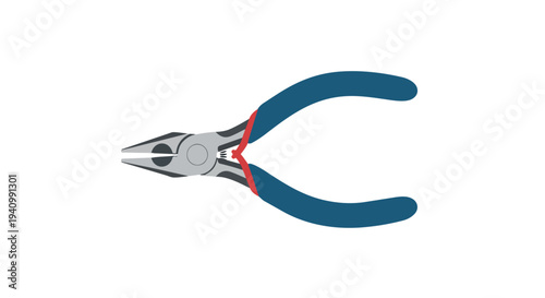 A Simple Illustration of Blue-Handled Pliers with a Red Accent for Technical or DIY Projects