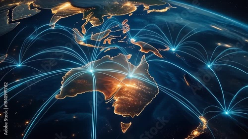 Global Network Connectivity and Data Exchange Visualization.