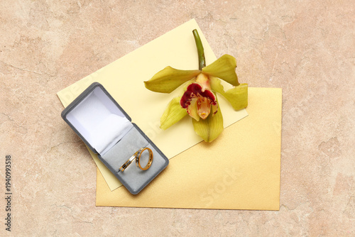 Box of wedding rings with o...
