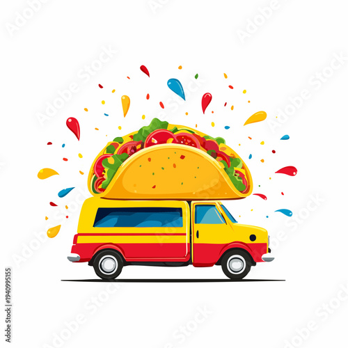 Taco on top of a delivery van.