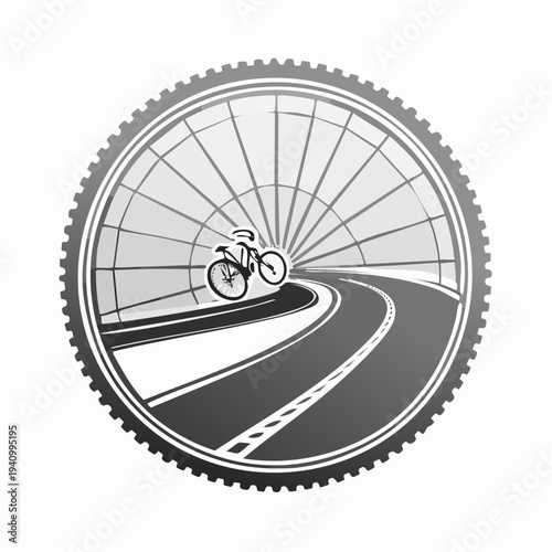 Cyclist Riding Bike on Velodrome Track.