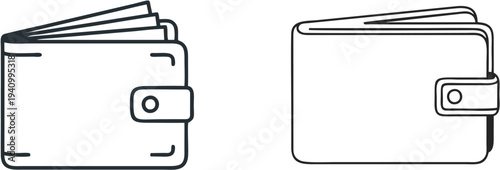 Two minimalist wallets open and closed isolated on white background vector illustration with clean design emphasizing simplicity and elegance in a flat style suitable for financial and business