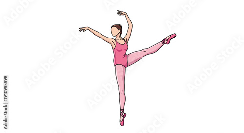 Elegant female ballet dancer gracefully poised in a dynamic pose, embodying poise and artistic expression