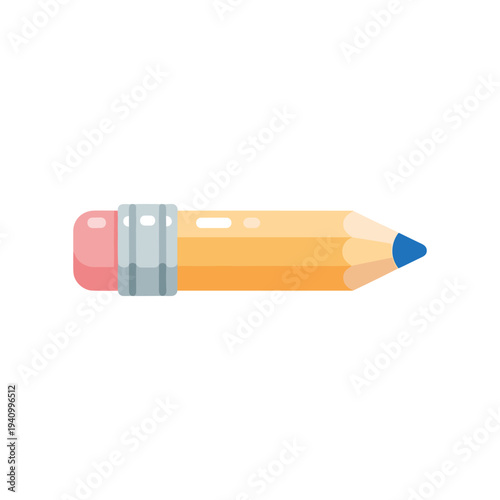 Colorful pencil with pink eraser and blue tip isolated on white background