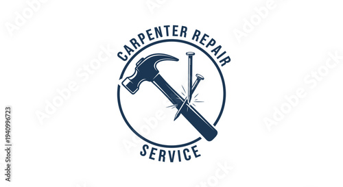 Carpenter Repair Service Logo with Tools.