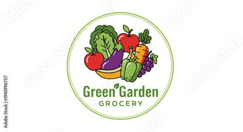 Colorful Vegetables and Fruits in Basket.