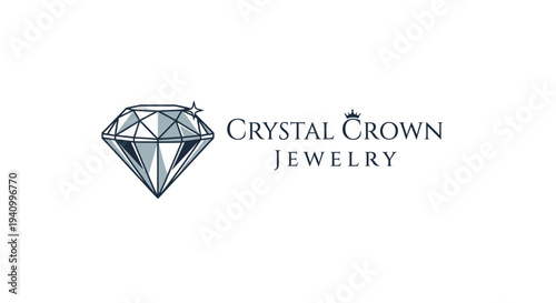 Crystal Crown Jewelry Luxury Diamond Logo.
