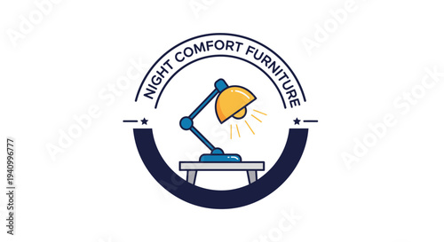 Desk Lamp Icon in Circular Logo Design.