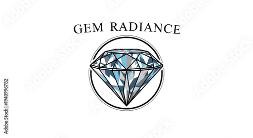 Diamond Gemstone Illustration with Radiant Design.