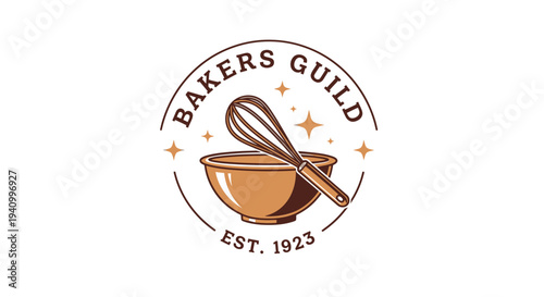 Bakers Guild Logo with Mixing Bowl and Whisk.