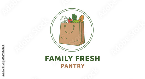 Brown Paper Bag with Fresh Produce Inside.