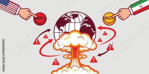 Global Nuclear Threat: A thought-provoking visual metaphor depicts the potential for global conflict, with pressing the nuclear button, the image conveys a sense of urgency.