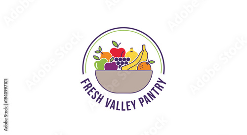Fresh Valley Pantry Logo with Fruits.
