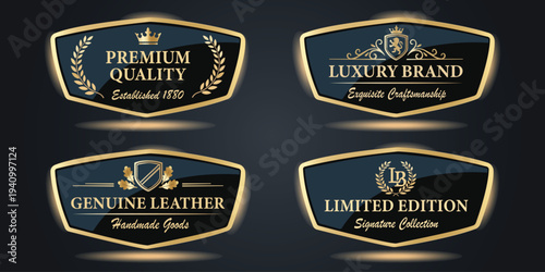 Luxury Premium Golden Badge Labels Collection Vector Design