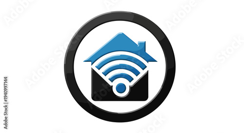 Smart Home WiFi Icon with House Symbol.