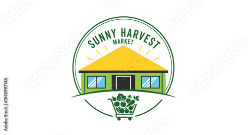 Sunny Harvest Market Logo Design Element.