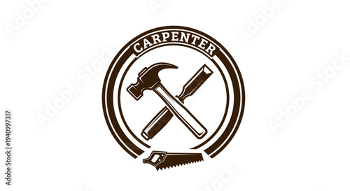 Carpenter Logo with Hammer and Saw.