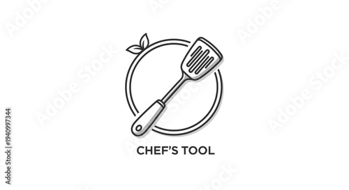 Chefs Tool Spatula and Plate Icon.
